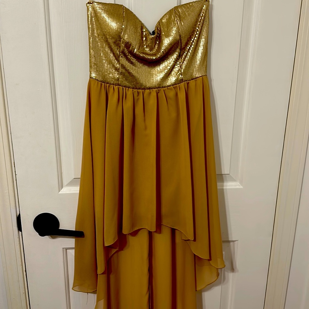 Asymmetrical Dress gold and sequin
